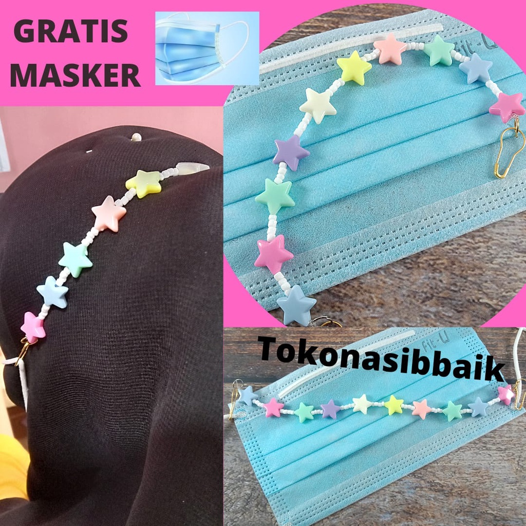 Konektor Masker Hijab Pengait Tali Masker Motif Bintang Konektor / Pengait Masker Fashion Wanita