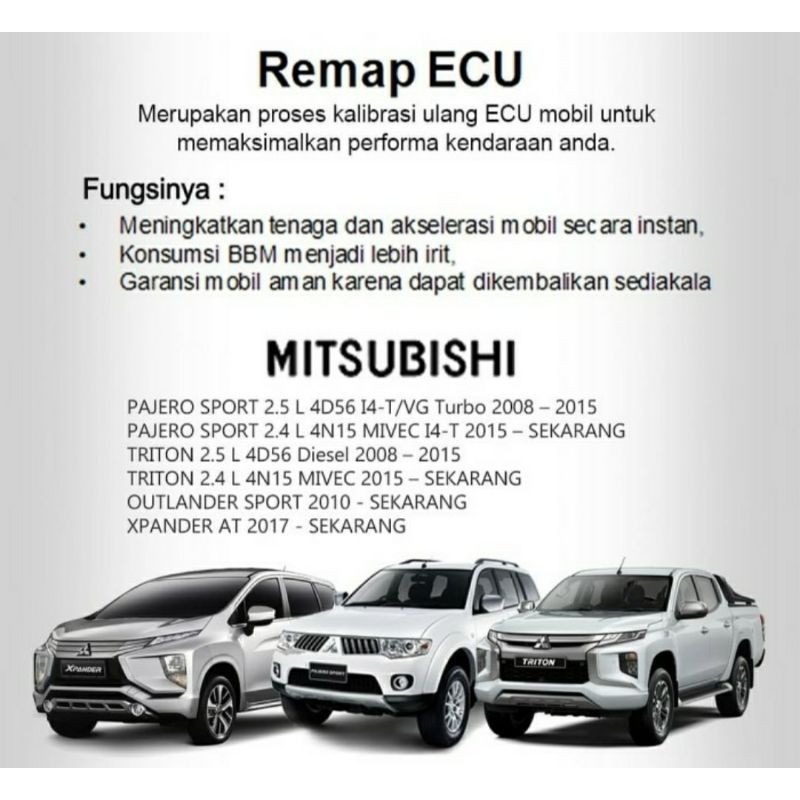 Jual Remap Ecu Mitsubishi Pajero Sport Dakkar Triton Jasa Indonesia|Shopee Indonesia