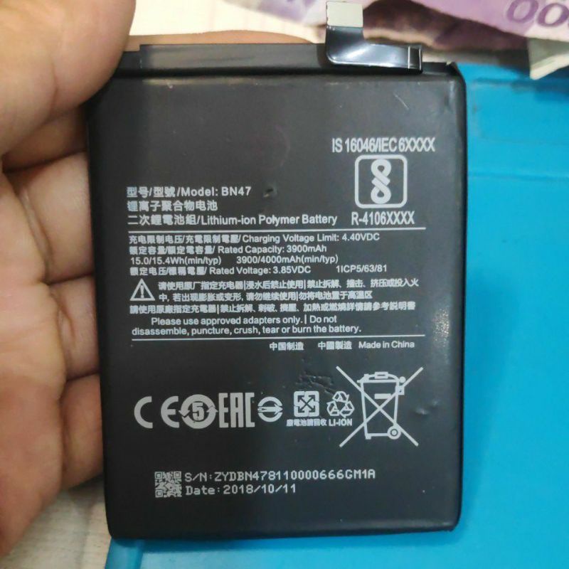 BATERAI MI A2LITE/REDMI 6PRO BN47 BATT XIAOMI MI A2LITE BATERAI MI A2LITE ORI