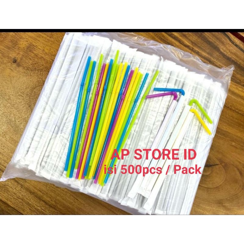 isi 500pcs sedotan hygienis / bungkus kertas 5mm