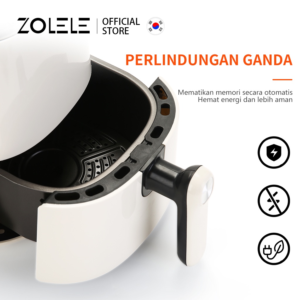 ZOLELE Air Fryer Low Watt 4.5 L Mesin Elektrik Penggorengan Tanpa Minyak Penggoreng LCD Touch Control Digital Magic Airfryer Panci Alat Penggoreng Listrik ZA001