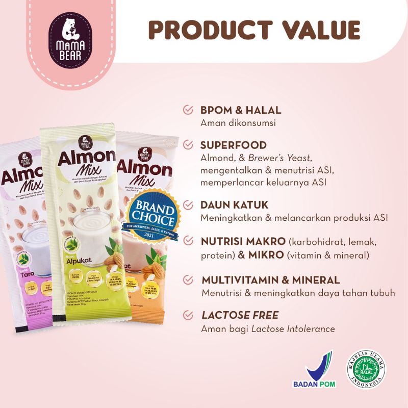 Almon Mix Susu Almond Milk + Katuk Pelancar ASI Booster Rasa Alpukat n