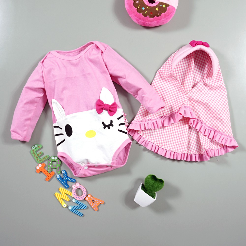 Ermon Baby - Jumper Bayi Perempuan Jumper Baby Cewek Lucu Hijab Karakter Hellokitty + Hijab / Jilbab Usia 0 - 12 Bulan