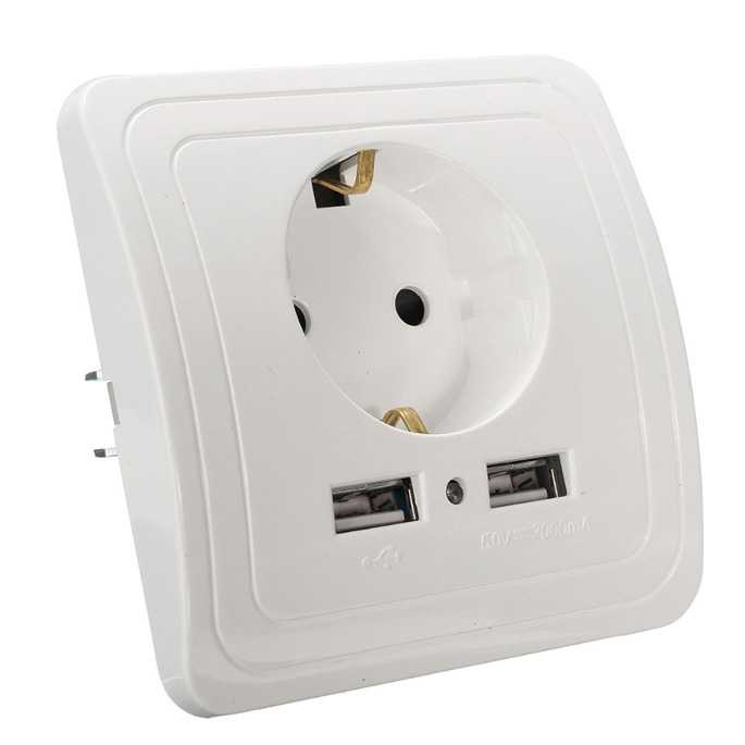 Stop Kontak Dinding EU Plug dengan 2 USB Port  / Stop Kontak Usb Charger 2 Lubang Wall Socket Universal / Saklar Dinding Tempel Rumah Broco Modern / Saklar Colokan Listrik Mengisi Daya Baterai Alat Elektronik Lainnya / Stop Kontak USB Charger Murah