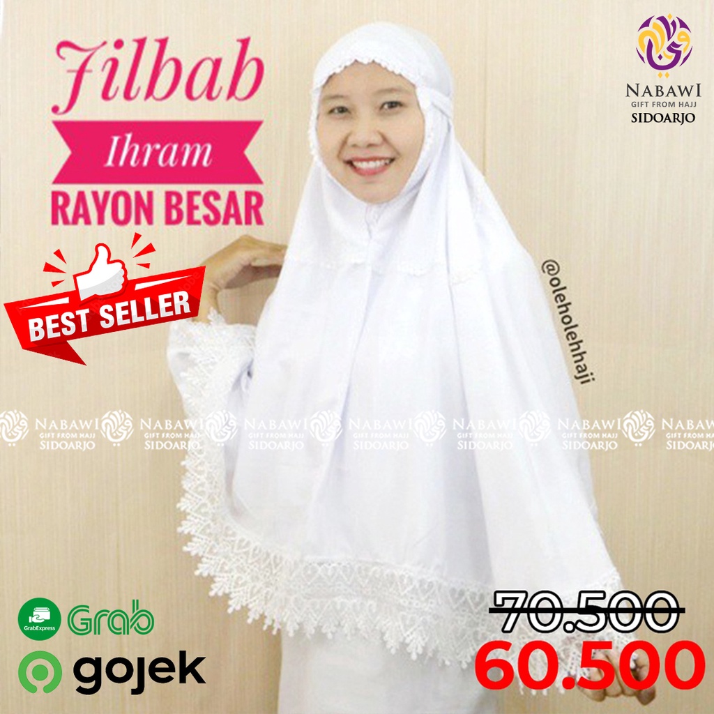 Jual Jilbab Ihram Ihrom Rayon Katun Besar Putih Polos Perlengkapan Haji