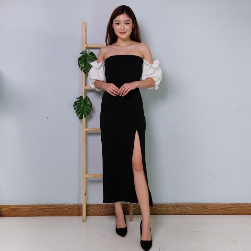 Sabrina Long Dress Slit Pesta korean Bodycone