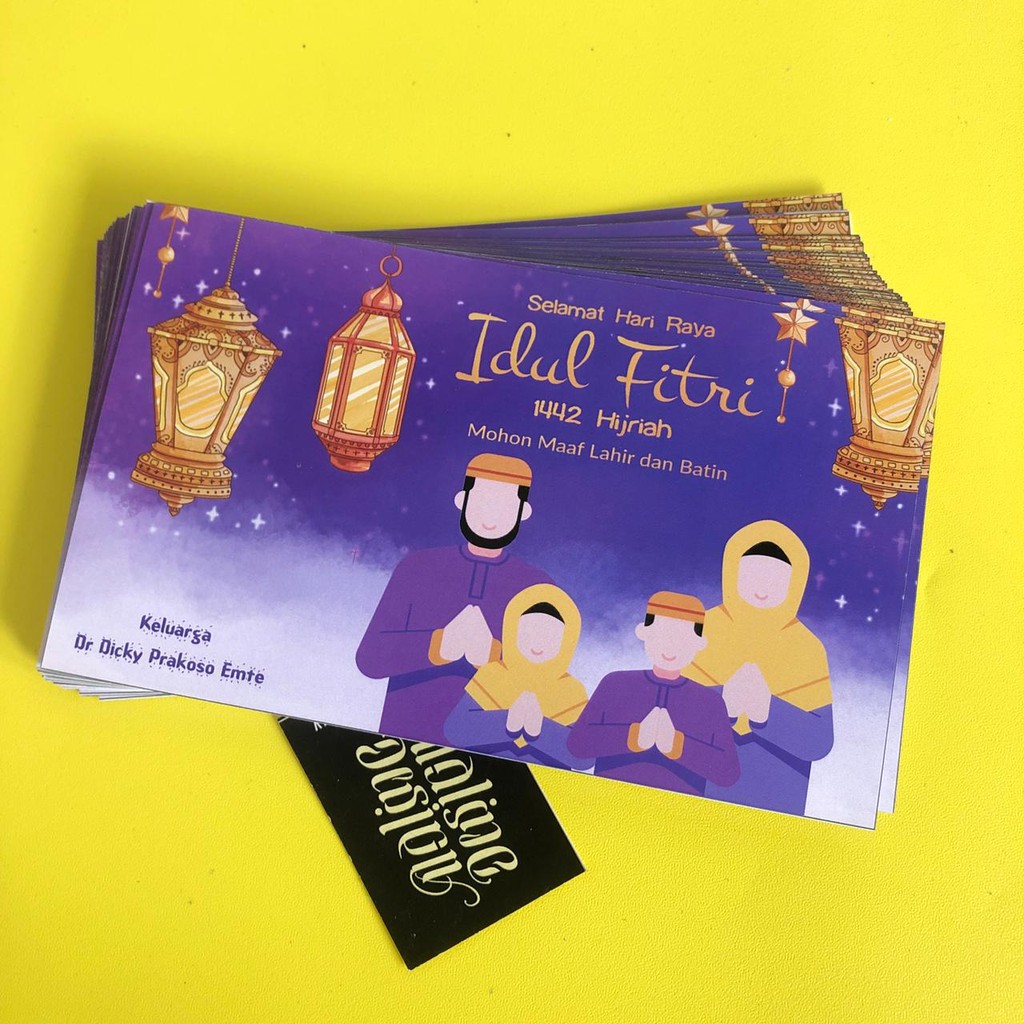 Jual cetak kartu ucapan hari raya idul fitri custom nama | seri 1