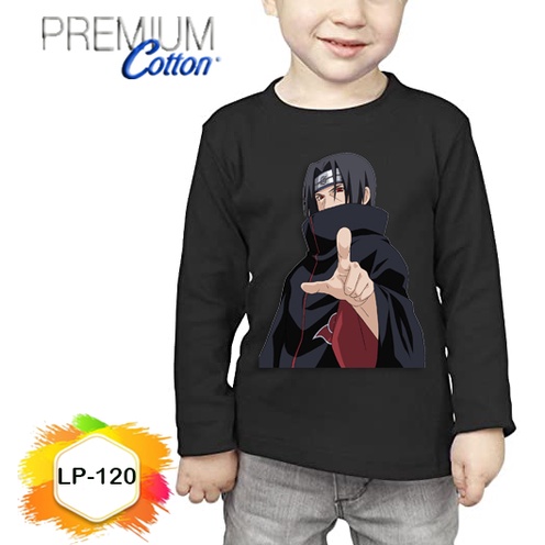 Kaos Itachi Uchiha Naruto Lengan Panjang Anak Katun 24s Premium Original #LP-120