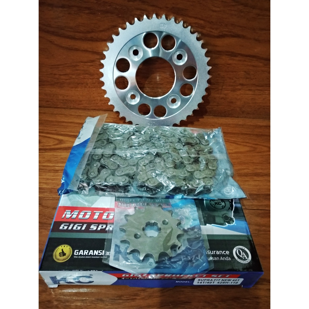 GEAR SET SUPRA FIT NEW GIR PAKET FIT NEW KARISMA GIRSET GIR DEPAN BELAKANG RANTAI 428 40T-14T