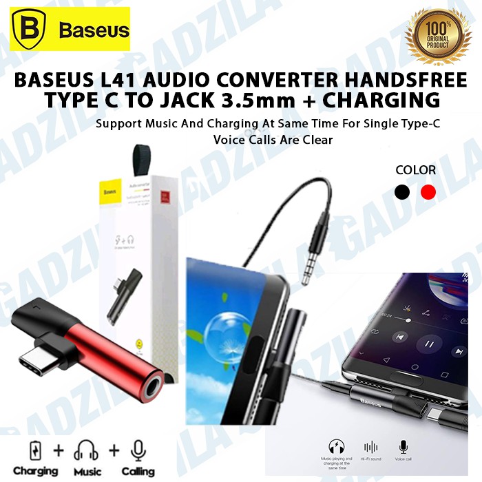 Baseus L41 Audio Converter Handsfree Type C to Jack 3.5mm + Charging