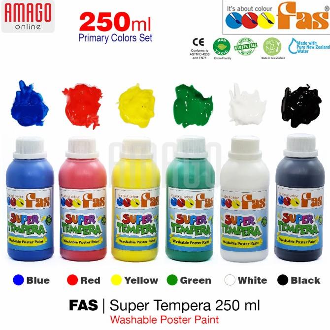 

Paket 6 Warna Dasar - Fas Super Tempera Washable Poster Paint - 250 Ml
