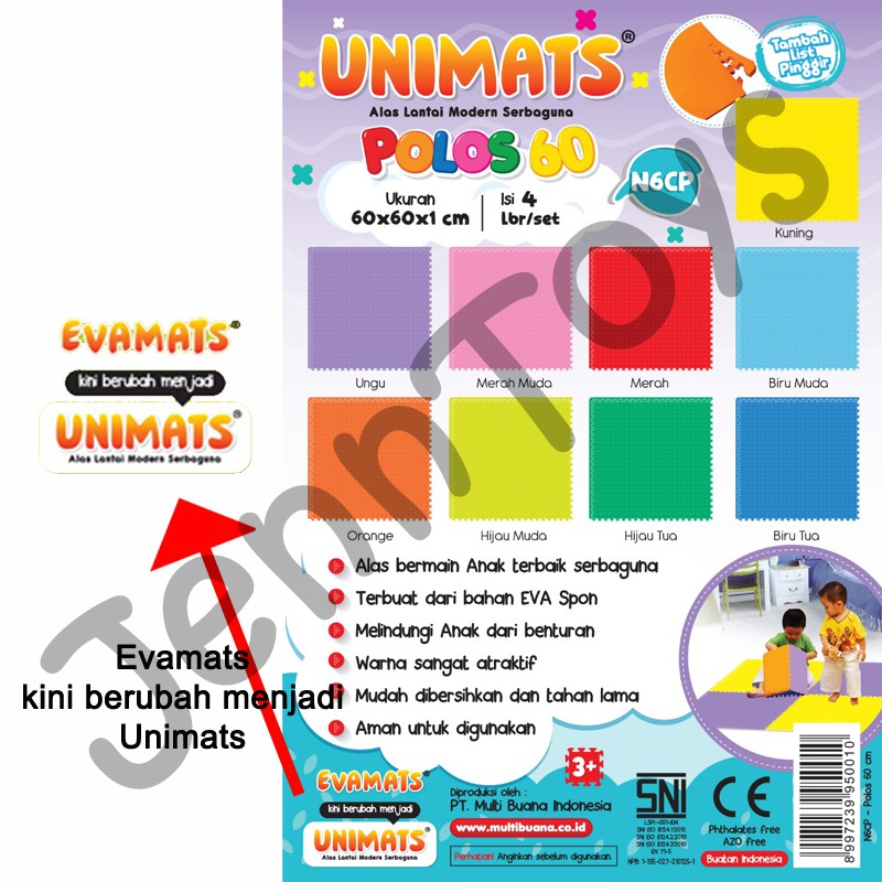 JennToys - Evamat UNIMAT Matras / Puzzle Alas Lantai / Tatakan Pelindung - Evamats UNIMATS 60x60cm