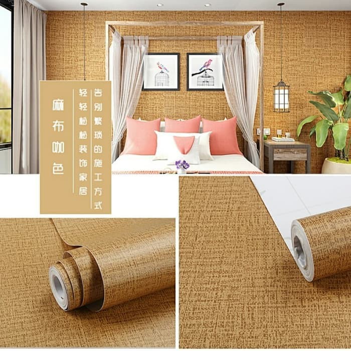 PROMO MURAH Wallpaper Sticker Dinding Kamar Polos Coklat  