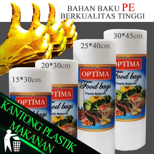 Plastik Roll Bag Buah HD / Kantong Plastik Makanan Berlanja Super Market Putih Tanpa plong Termurah