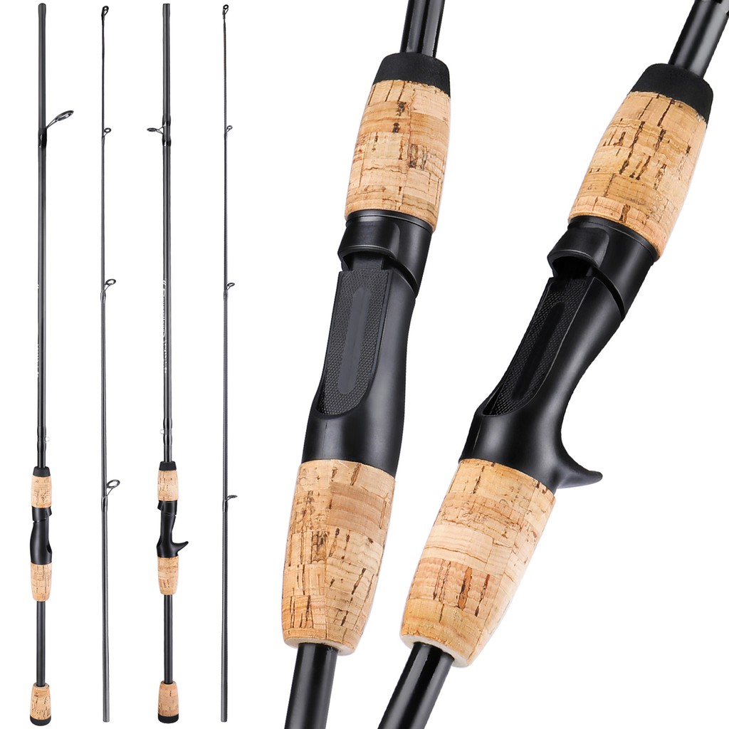 Joran Pancing Set 1.8m/6ft Spinning Fishing Rod Super Strong with Cork Wood Handle Fishing Reel Combos Max Drag 10kg