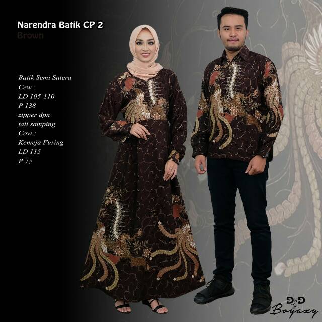 Baju Suami Istri Narendra Couple Batik CP2 Ori Boyazi Mat Batik Semi Sutra Busui Kemeja Furing Murah