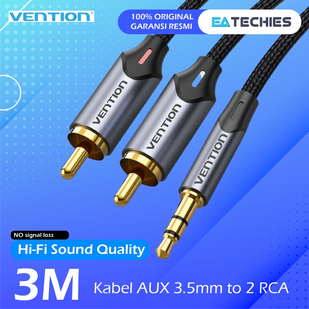 [3M] Vention Kabel Aux Audio Jack 3.5mm male to 2 RCA male - BCN