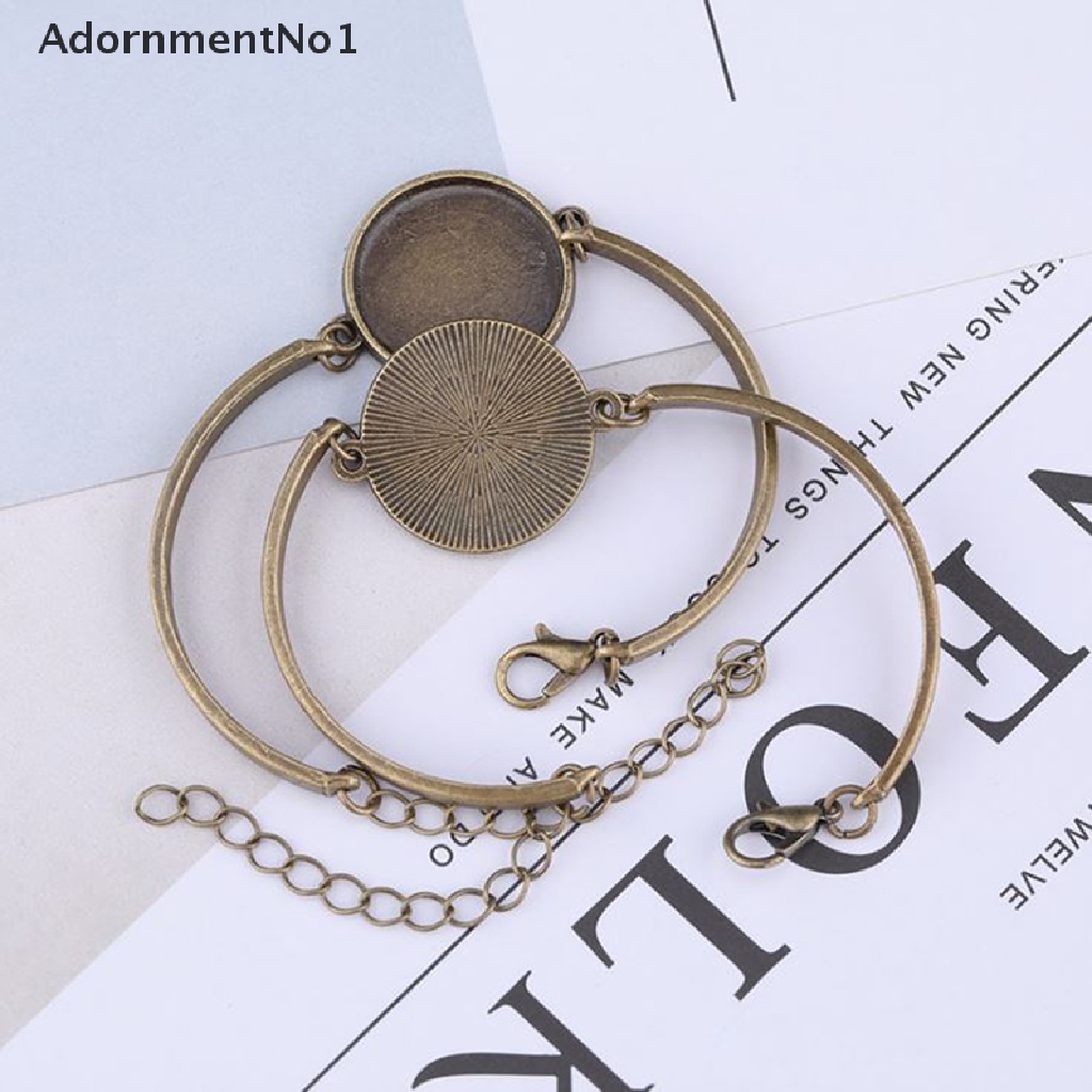 (AdornmentNo1) 4pcs / Set Base / Nampan Kosong Bentuk Bulat Gaya Retro Untuk Membuat Gelang / Perhiasan DIY