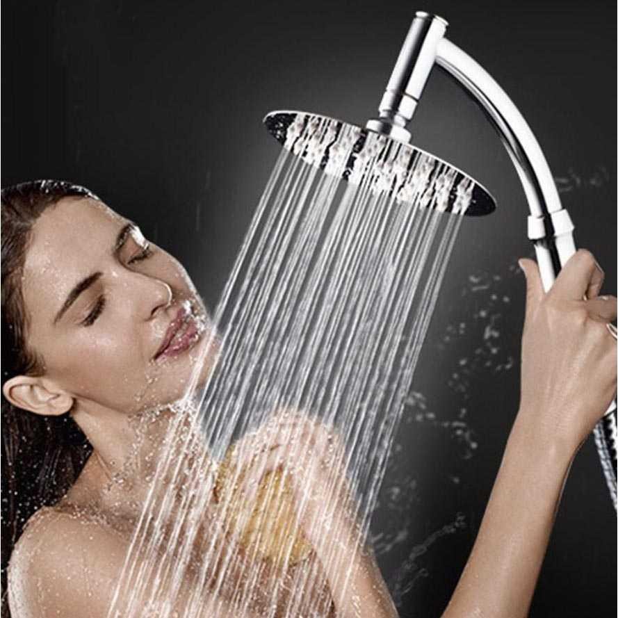 Kepala Shower Mandi Bentuk Bulat 8 Inch Stainless Steel - Silver