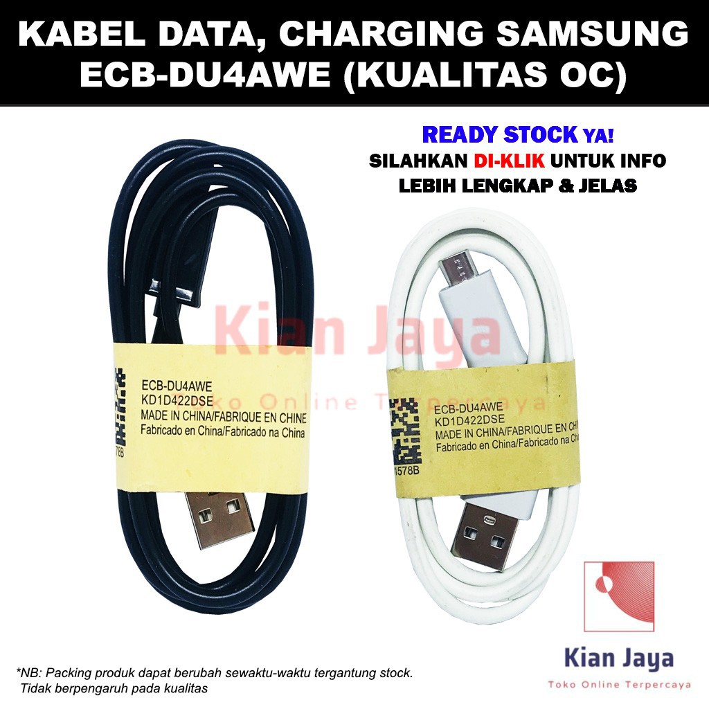 Kabel Charger &amp; Sync Data Hp Samsung Galaxy S4 J2 Prime J5 G530 Grandprime J3 Cable Charge Micro USB V8 ECB-DU4AWE Original 100%