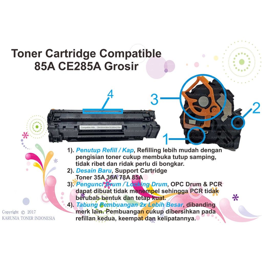 Toner Cartridge Compatible 85A CE285A Grosir