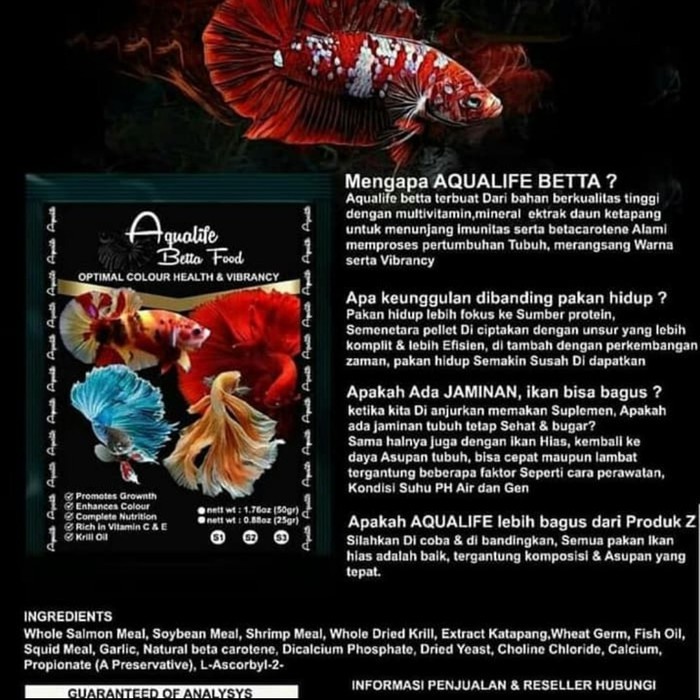 Pelet Aqualife betta food / pelet ikan cupang premium