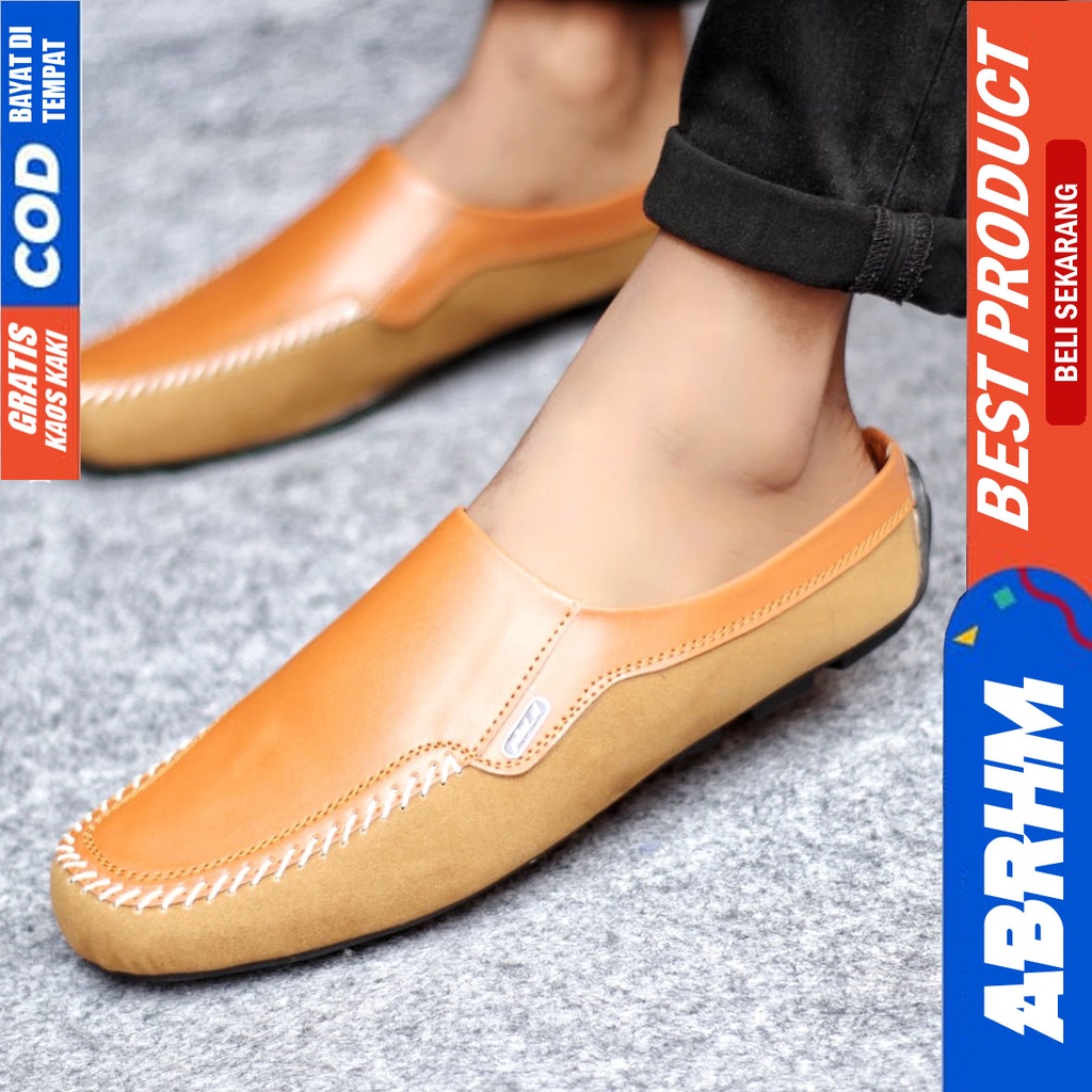 Sepatu Sandal Pria Bustong Slop Kulit Pu Hitam LUCAS ABRHM