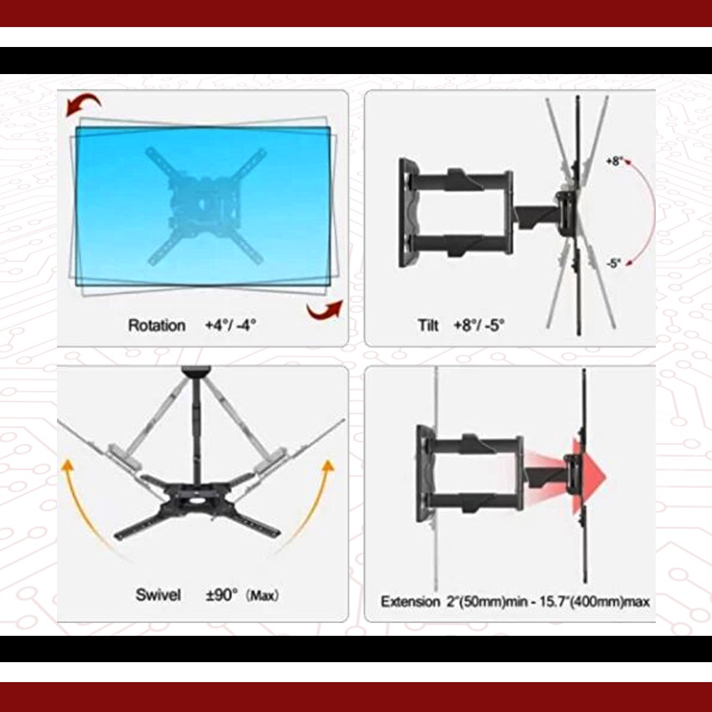 Bracket TV 43 55 50 32 40 42 49 Inch Dijamin Cocok LED LCD Plasma 32 - 55 In 6 Arah Universal Breket TV Briket TV Braket TV Gantungan TV Tembok Tempelan TV Dinding BU1 North Bayou P4