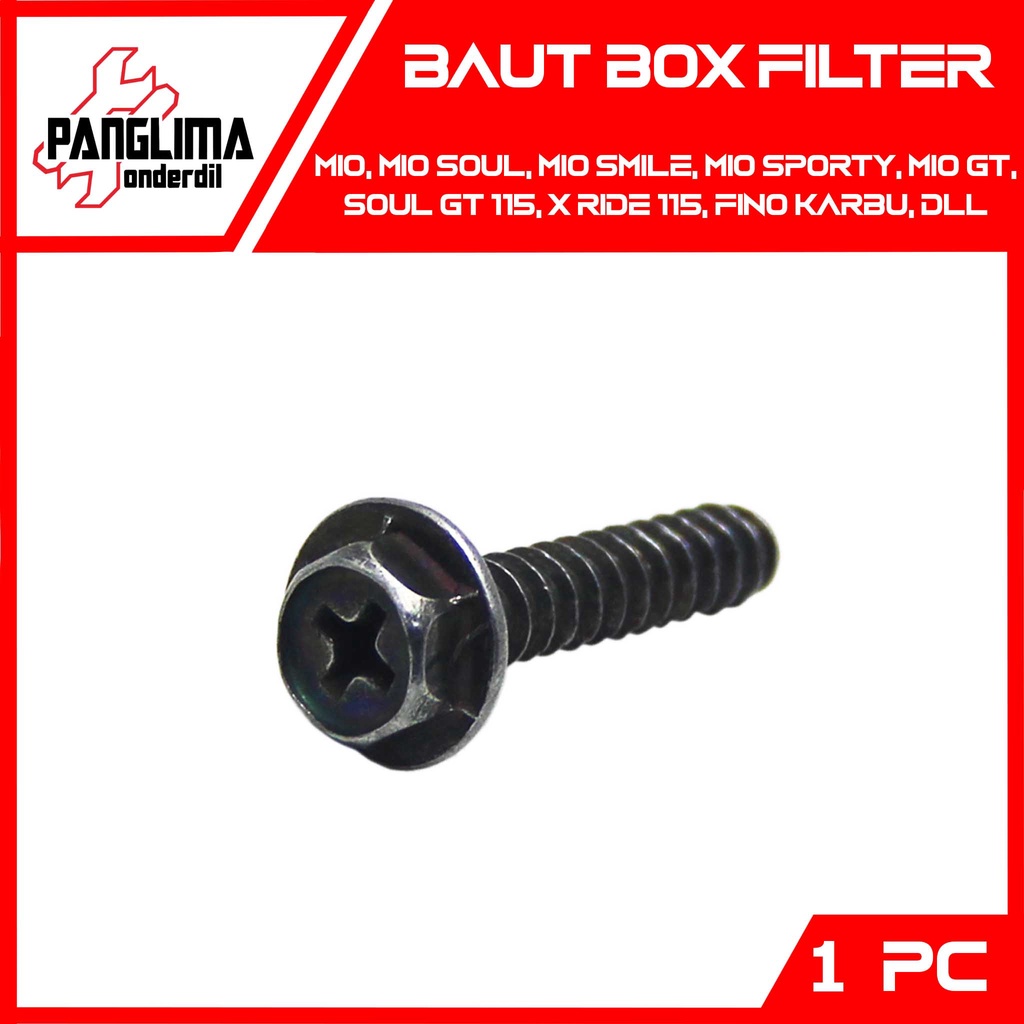 Baut Box Filter Mio-Lama-Soul-Smile-Sporty-GT &amp; Soul GT 115 &amp; X-Ride 115 &amp; Fino Kabru-FI 5x25 Hitam Baut Boks