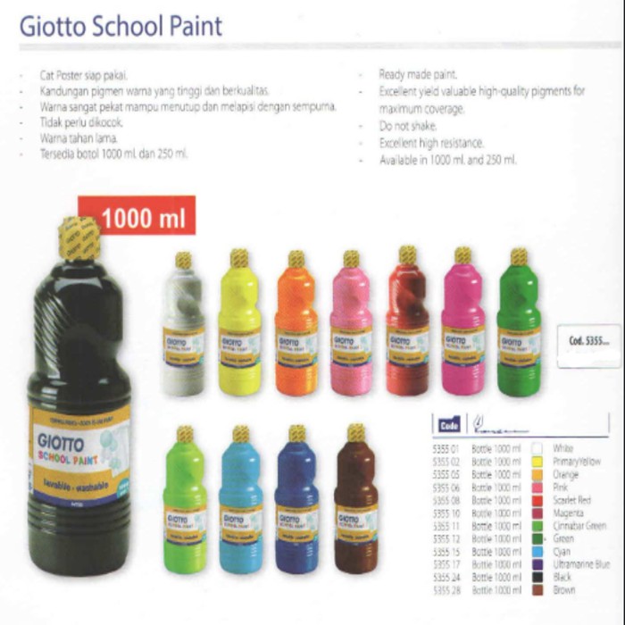 

CAT GIOTTO SCHOOL PAINT 1000ML #5355