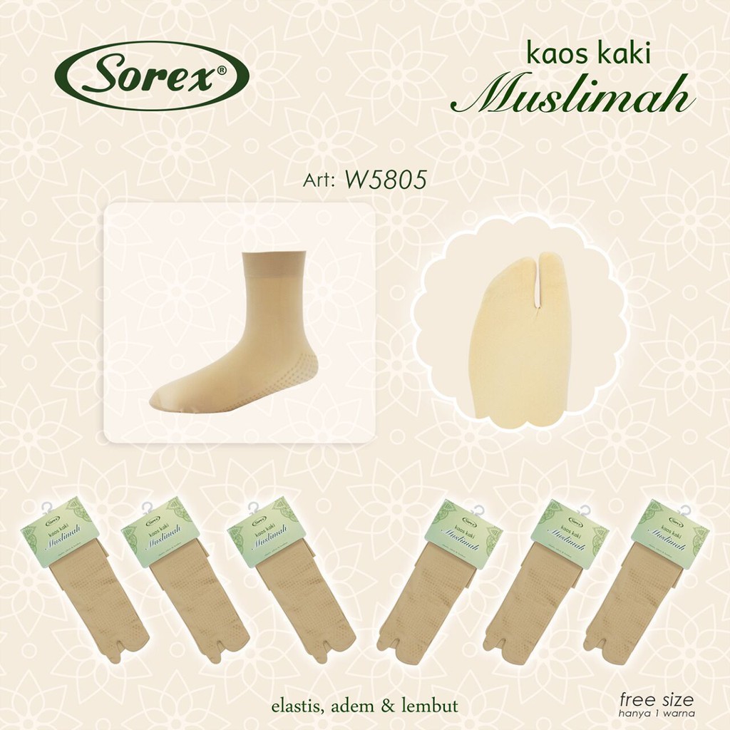 RC KAOS KAKI MUSLIMAH SOREX TIPE W5805/W5806/W5809/W5803 ANTI SELIP-1