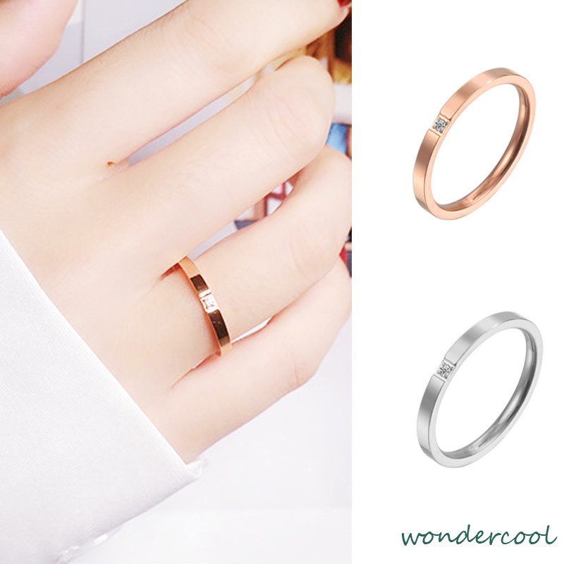 Perak / Emas Mawar / Cincin Ekor Titanium Berlian Sederhana Fashion Pria Wanita Rings-Won