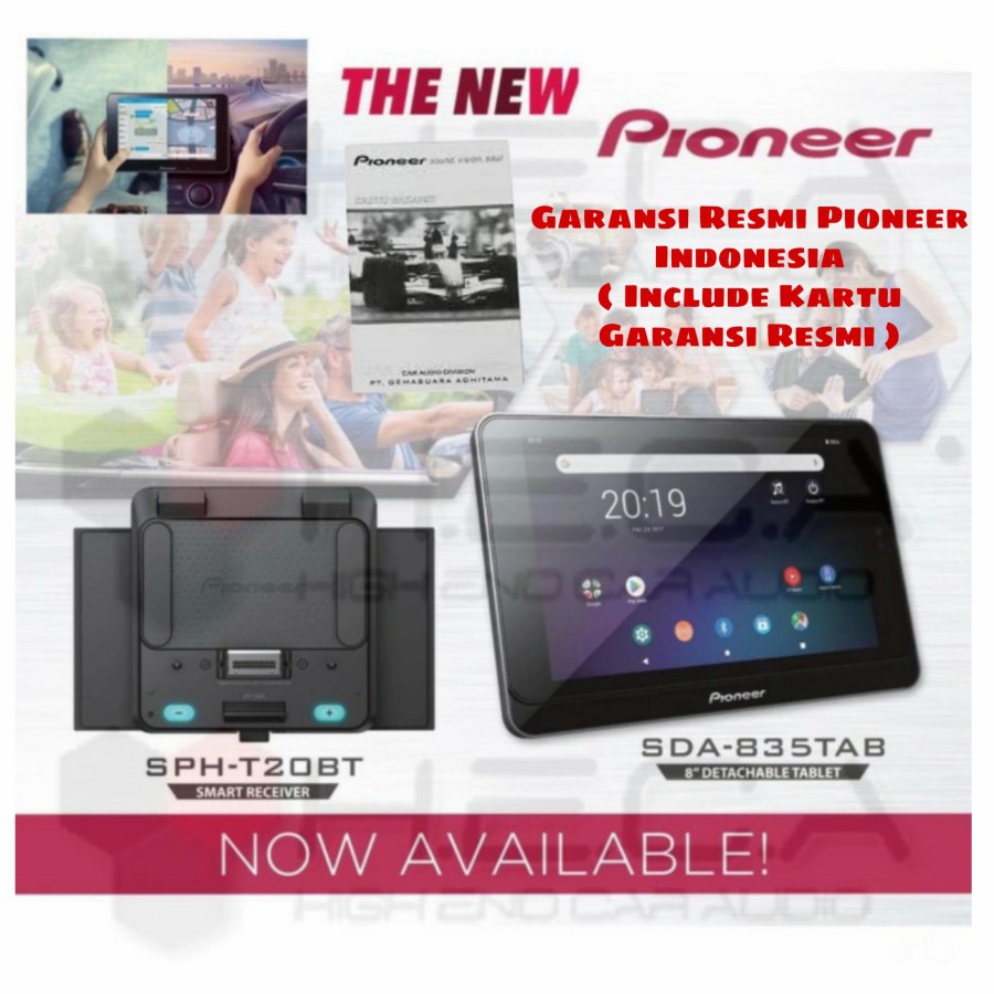 Pioneer SPH-T20BT & SDA-835TAB Tablet Android SMART Head Unit Double Din Tape Audio Video Mobil