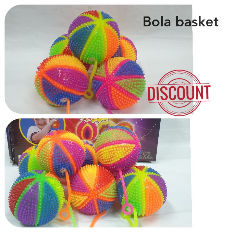 Bola Bunyi mainan basket anak kecil cit cit lampu nyala 75mm