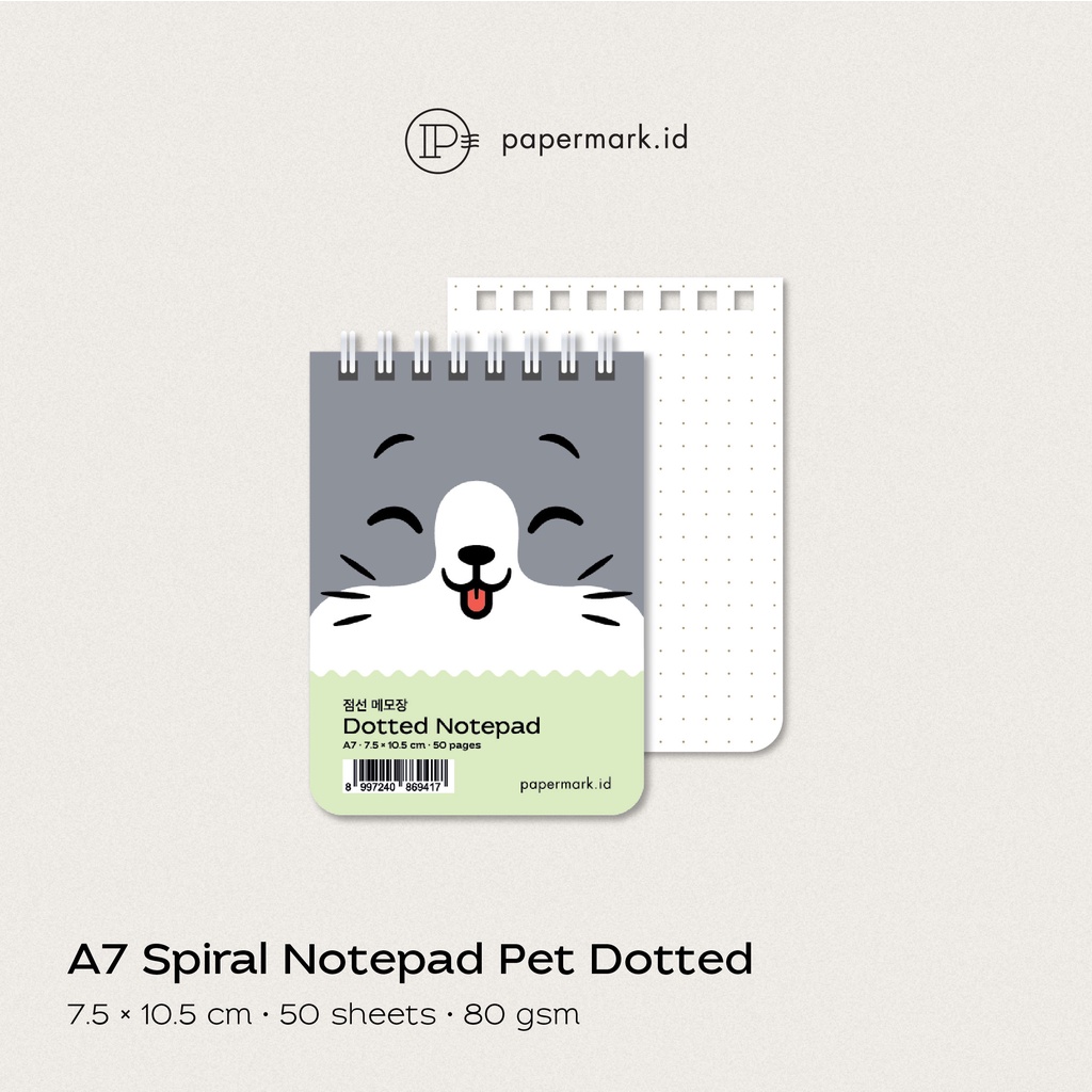 

Papermark - A7 Spiral Notepad Pet Dotted