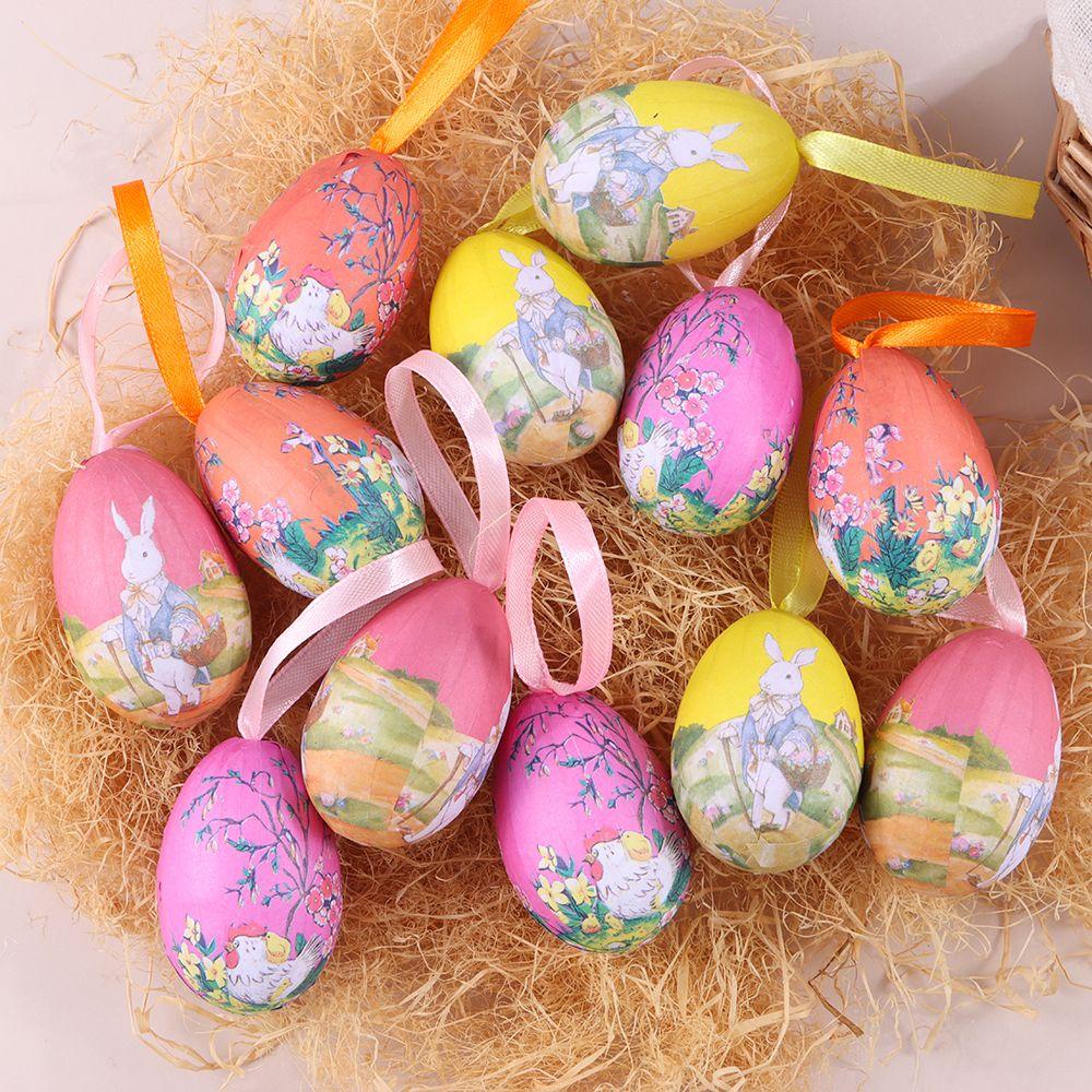 Preva 12Pcs Telur Paskah Nikmat Baru Hadiah Anak Hiasan Gantung