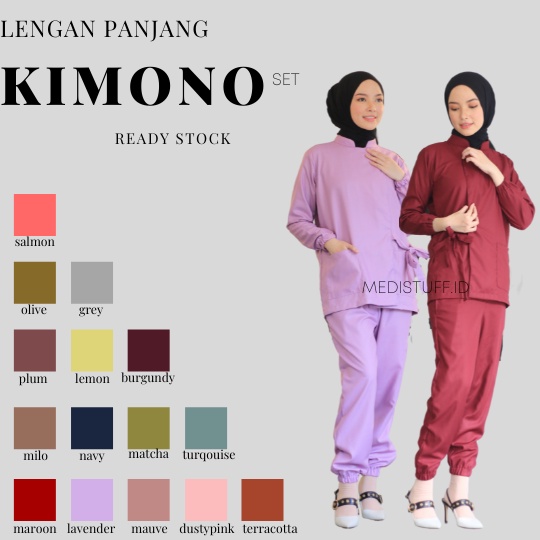 [KIMONO EDITION] Baju Jaga OKA OK Dokter / Perawat / Doctor's Scrub Setelan Baju Celana Lengan Panja