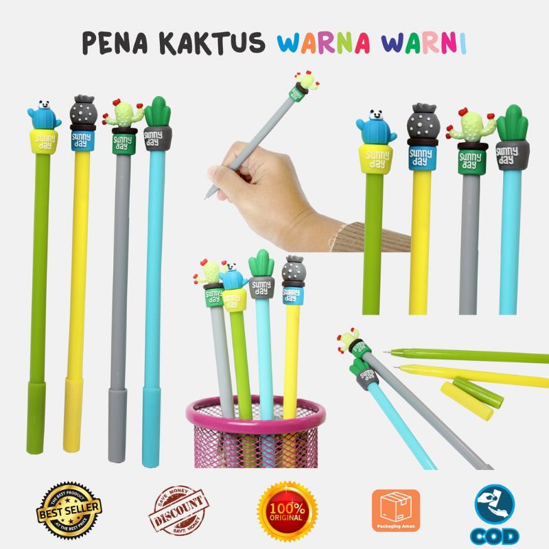 

pulpen motif kaktus//pen tinta hitam