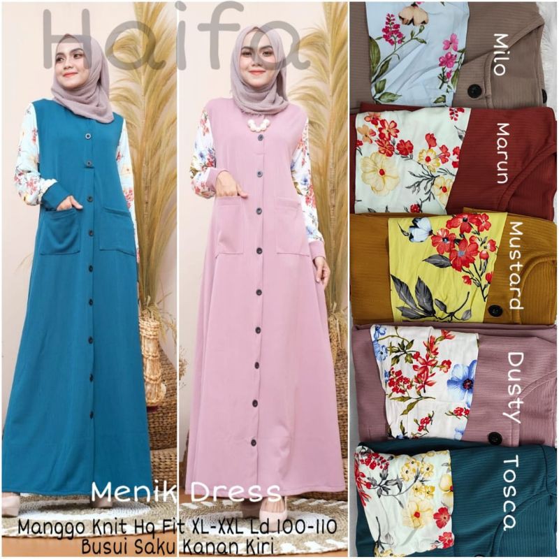 DRESS MENIK INDIRA MAXY MANGO KNIT KAOS LD 100-110 ~ DRESS CASUAL WANITA