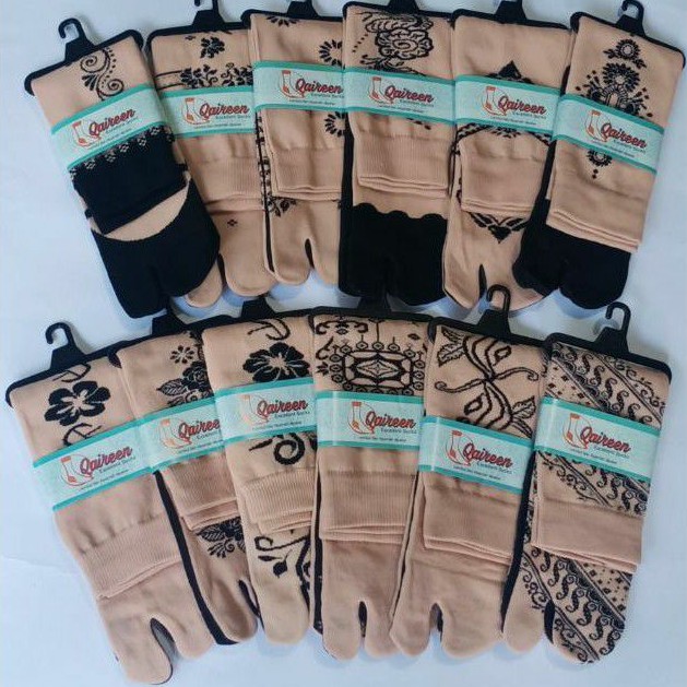 12 pasang kaos kaki jempo krem motif Dewasa