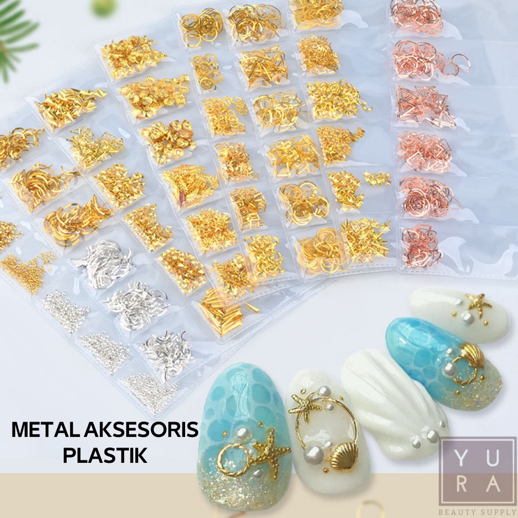 ACCESORIES NAIL ART PLASTIK METAL Gold Ring Frame bulan bintang / Hiasan Aksesoris kuku palsu mix