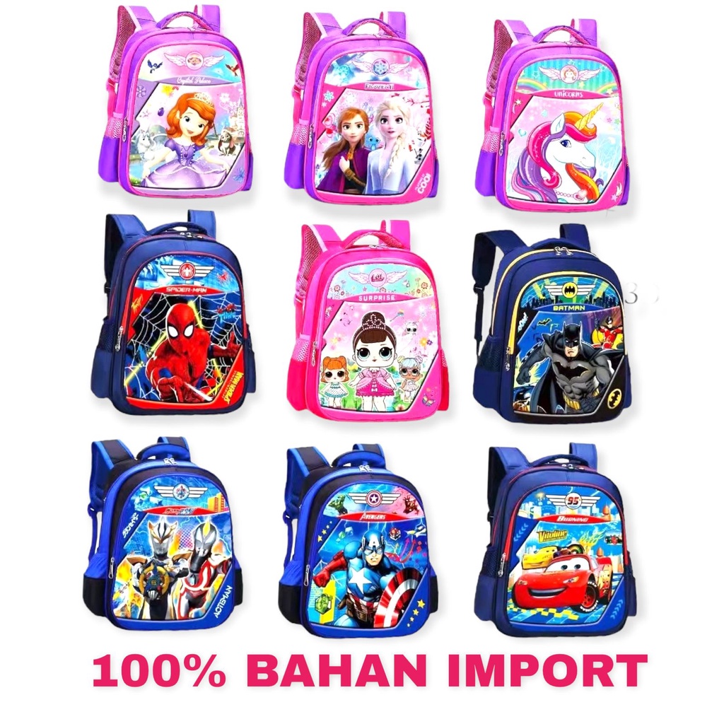 SMARTGIRL CUCI GUDANG NEW TAS RANSEL ANAK SEKOLAH CEWEK COWOK IMPORT UNTUK TK 00230-00213/00270-00274