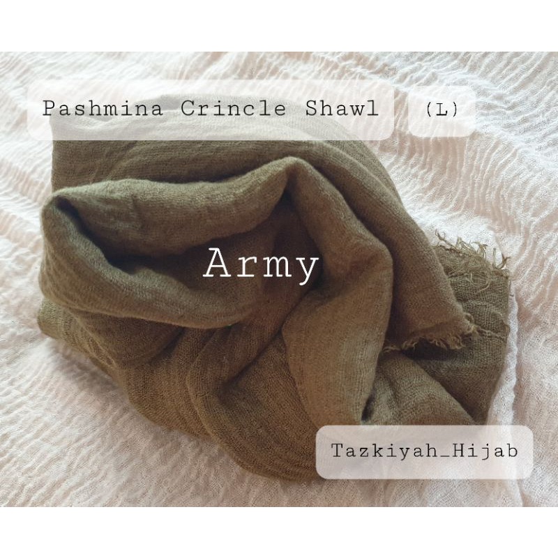 Pashmina Crinkle Shawl-Army**(L)