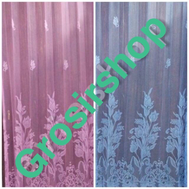 GORDEN VITRASE PLISKET KAWAT S PINTU ATAU JENDELA / DALAMAN LEBAR 1 METER WARNA PINK BIRU UNGU TOSCA