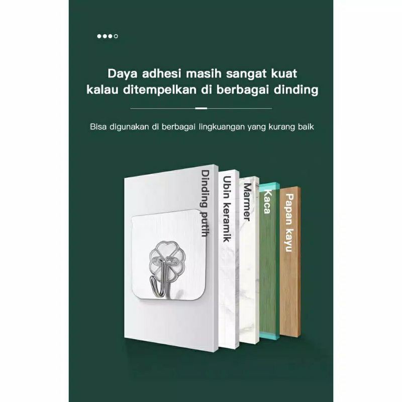 Gantungan kait lengket transparan mudah dipasang kamar mandi dapur dinding kokoh