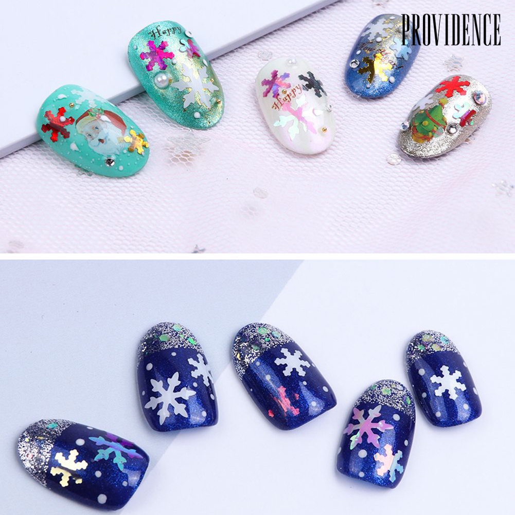 Providence Christmas Decor 12 Grids Multi Color 3D Glitter Snowflake Nail Art Sequins Flake