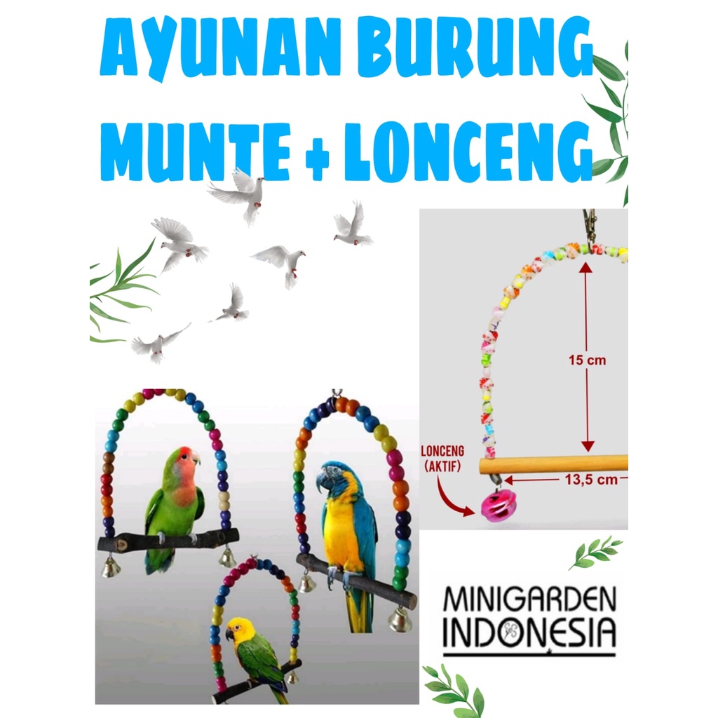 MAINAN AYUNAN BURUNG MONTE + LONCENG bell krincing aksesoris sangkar