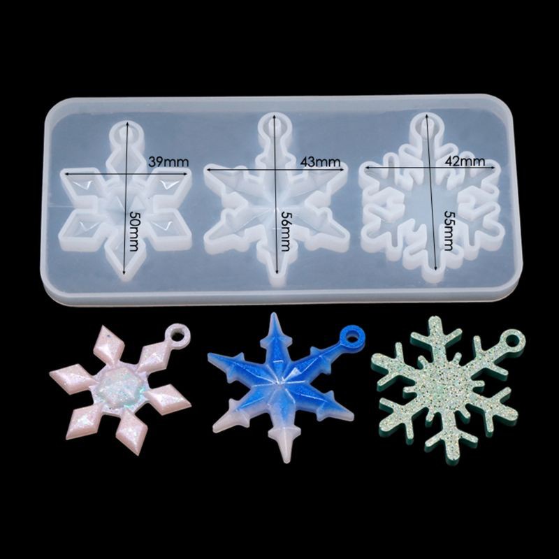 Cetakan Resin Epoksi Kristal Glitter Bentuk Snowflake Bahan Silikon Untuk Membuat Perhiasan Kalung