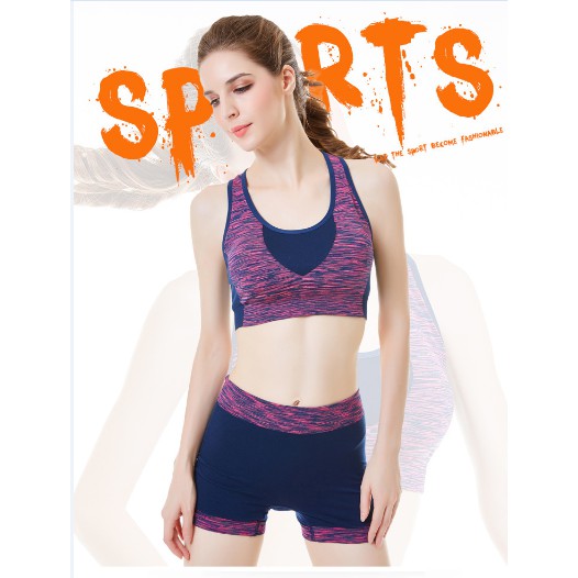 Set Bra Sports seamless Bra Padded Kebugaran Dilepas Yoga Gym Bra B059