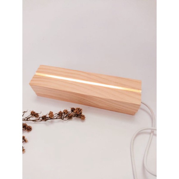 STAND KAYU TATAKAN KAYU WOODEN STANDING AKRILIK LAMPU LED